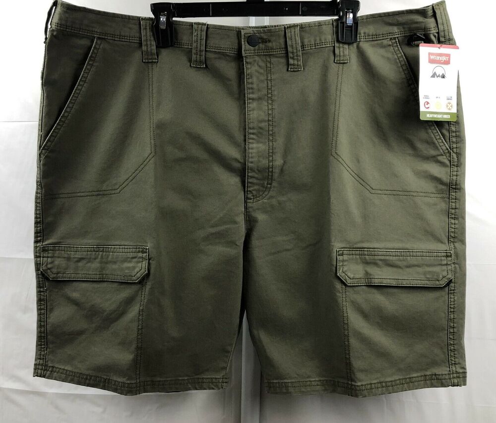 Wrangler Heavyweight Hiker Cargo Shorts Men Size 44 Green Pockets Rugged UPF 30
